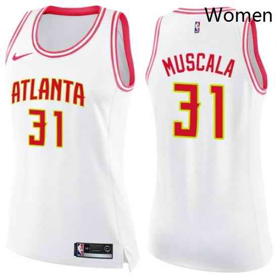 Womens Nike Atlanta Hawks 31 Mike Muscala Swingman WhitePink Fashion NBA Jersey
